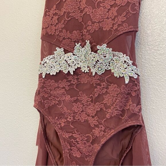 Weissman Elite dance costume mauve mesh lace Everybody Hurts SL12282 MA adult - Picture 5 of 11